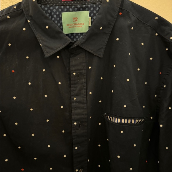 Scotch and Soda regular fit - XL navy blue shirt with white + red small fish - Picture 3 of 3